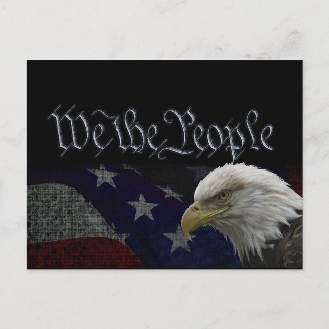 Postal Águila Patriótica y Bandera (Anverso)