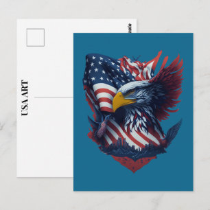 Postal Águila Roja Blanca Azul Patriotismo Libertad Arte 