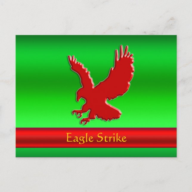 Postal Águila roja con relieve Red Eagle en verde con efe (Anverso)