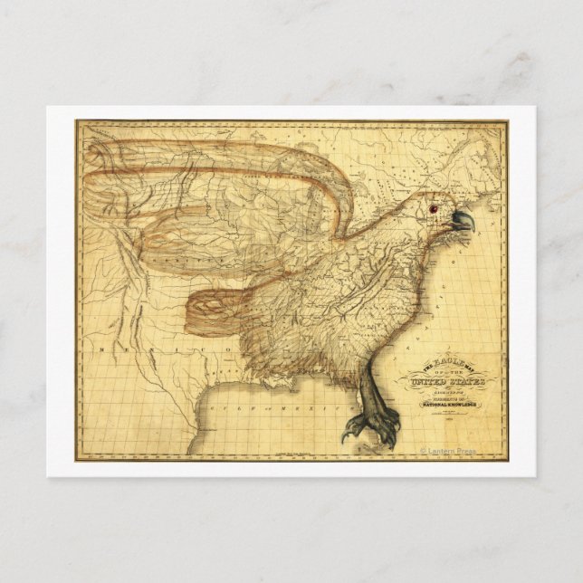 Postal Águila superpuesta a Estados Unidos (Anverso)