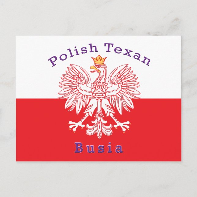 Postal Águila texana polaca Busia (Anverso)