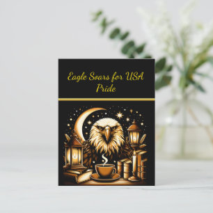 Postal Águila volando bajo las estrellas