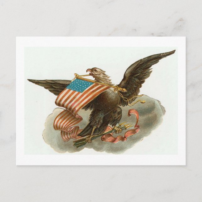 Postal Águila y bandera (Anverso)