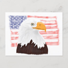Postal Águila y bandera calva americana - blanco transpar