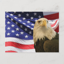 Postal Águila y bandera de los Estados Unidos