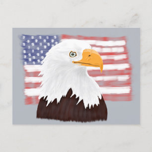 Postal Águila y bandera de los Estados Unidos calvo - tra