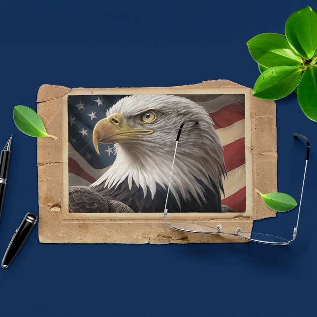 Postal Águila y bandera estadounidense (Subido por el creador)