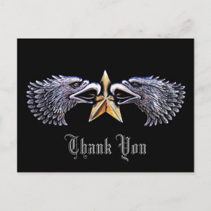 Postal Águilas plateadas con estrella de oro gracias post
