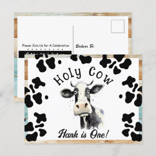 Postal Aguinaldo Vaca Cumpleaños 1 Añito Acuarela