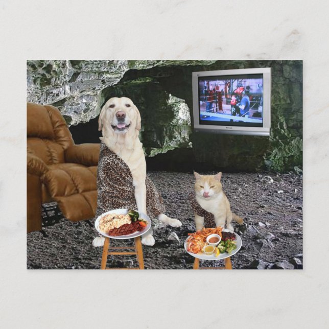 Postal ¡Ah! Todo sabe mejor en la cueva masculina. (Anverso)