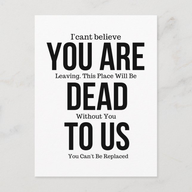 Postal Ahora estás muerto, colega FarewelL (Anverso)