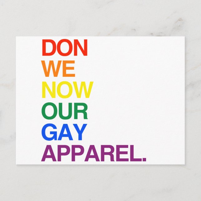 POSTAL AHORA NOSOTROS DON NUESTRA ROPA GAY - .PNG (Anverso)