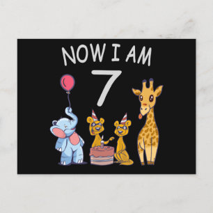 Postal Ahora tengo 7 años Cumpleaños 7 en el Zoológico