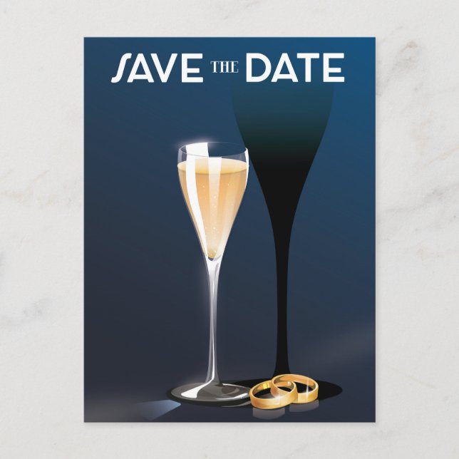 Postal Ahorra la fecha Anillos de vidrio y dorados (Anverso)