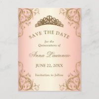 Ahorra la Fecha Decorativa Rosa Dorado Quinceañera