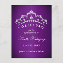 Ahorra la Fecha Quinceañera Púrpura Oscuro