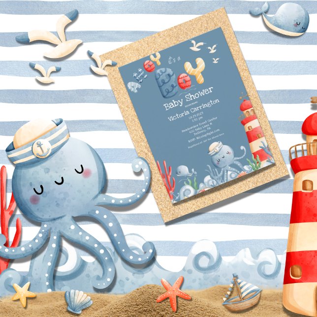 Postal Ahoy es un Baby Shower Náutico de Boy Blue (Subido por el creador)