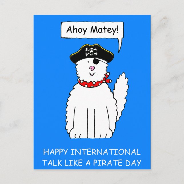 Postal Ahoy Matey habla como un gato Personalizado del Dí (Anverso)