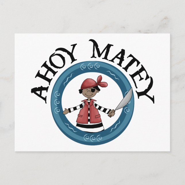 Postal Ahoy Matey Patcheye Pirate Postcard (Anverso)