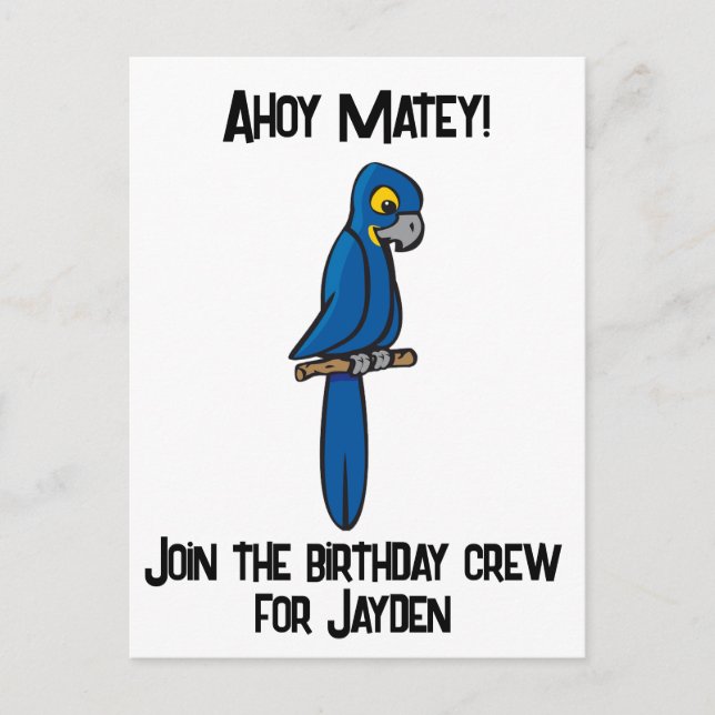 Postal Ahoy Matey Pirate Parrot Personalizado, Funny Maca (Anverso)