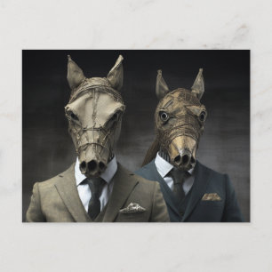 Postal AI Art Two Horses in Suits