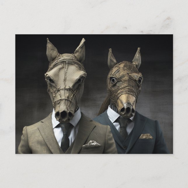 Postal AI Art Two Horses in Suits (Anverso)