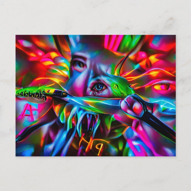 Postal Aichmofobia: Vivid Surreal Art (Anverso)