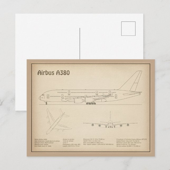 Postal Airbus a380 - Planes de Plano de Plano de Plano de (Anverso / Reverso)