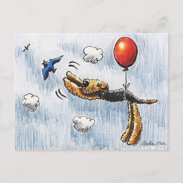 Postal Aire-Balloon Airedale Terrier (Anverso)