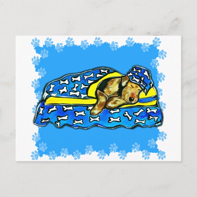 Postal Airedale durmiendo (Anverso)