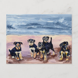 Postal Airedale Puppies Postcard