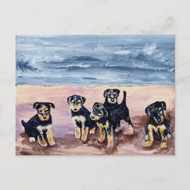 Postal Airedale Puppies Postcard (Anverso)