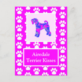 Postal Airedale Terrier Dog besa a Silhouette Cute P&B