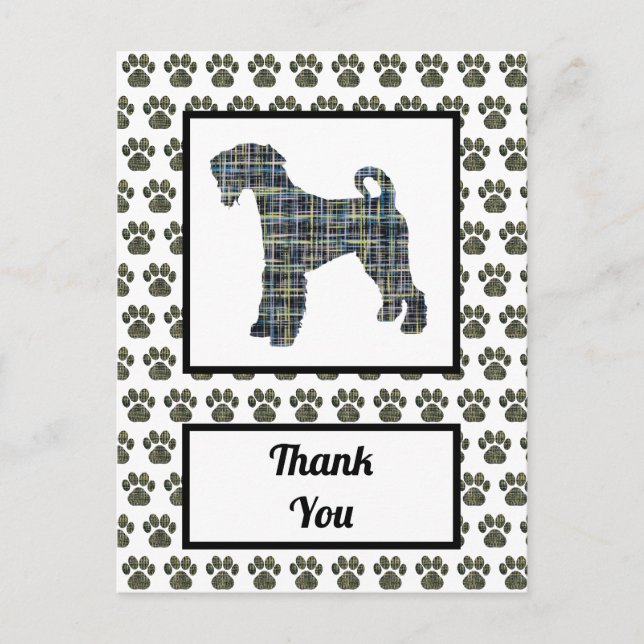 Postal Airedale Terrier Dog Silhouette Gracias (Anverso)