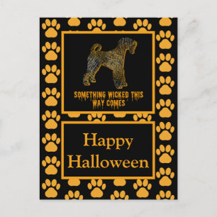 Postal Airedale Terrier Dog Silhouette Halloween Naranja