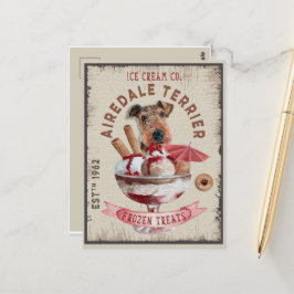 Postal Airedale Terrier Helado Funny Tratos Congelados