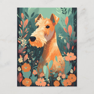 Postal Airedale Terrier Spring Flowers Dog Lover Art