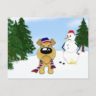 Postal Airedale Terrier Winter Scene