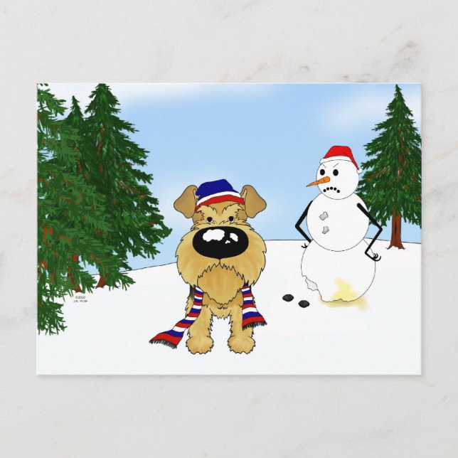 Postal Airedale Terrier Winter Scene (Anverso)