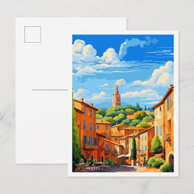 Postal Aix en Provence Francia ilustracion de viajes vint (Anverso / Reverso)