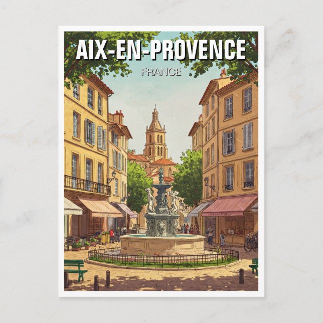 Postal Aix-en-Provence Francia Travel (Anverso)