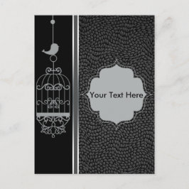 Postal Ajaula plateada y fondo de cuero