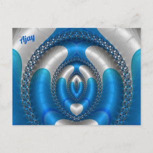 Postal AJAY Bright!~ Blue White 3D Fractal Design ~
