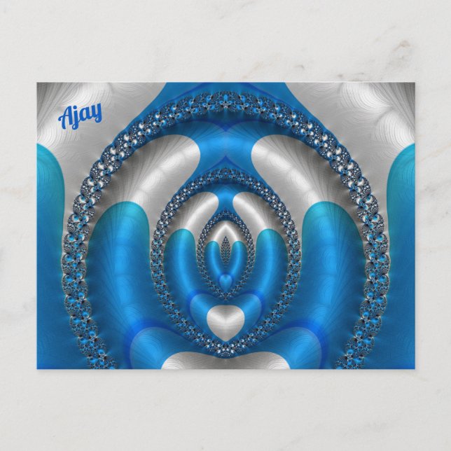 Postal AJAY Bright!~ Blue White 3D Fractal Design ~ (Anverso)