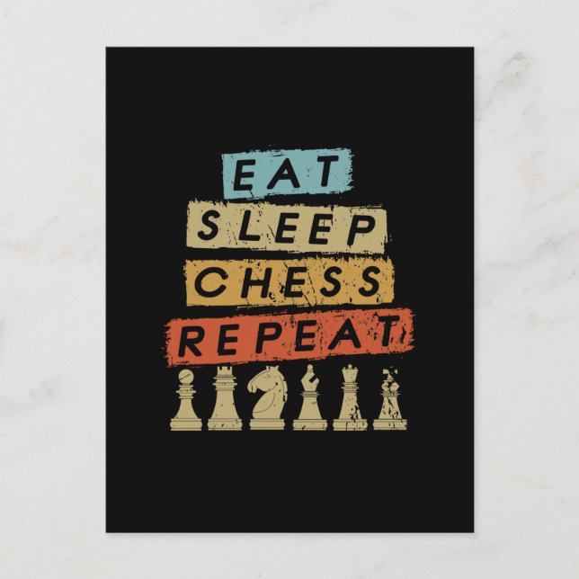 Postal Ajedrez - Comer Sleep Chess Repetir (Anverso)
