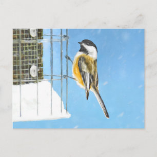 Postal Ajedrez en pintura de alimentador - Arte de pájaro