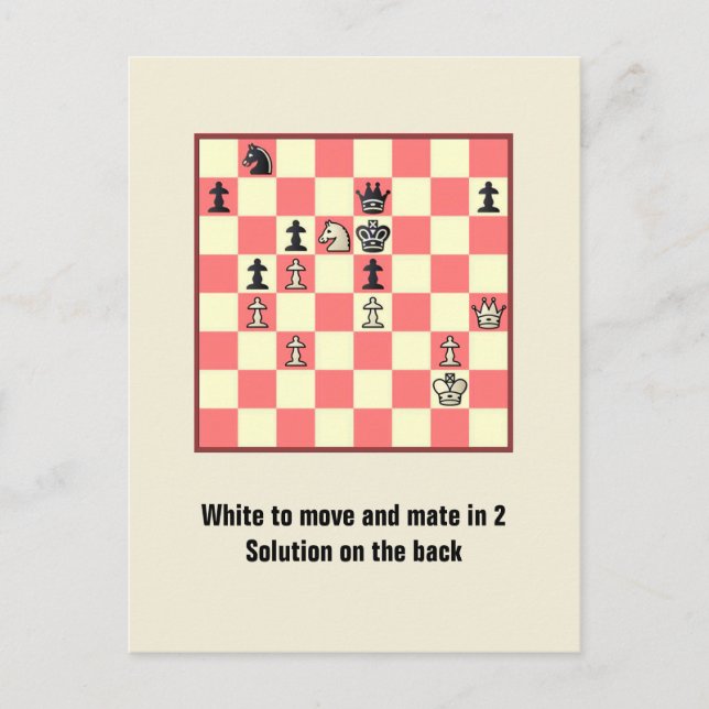 Postal Ajedrez Mate En 2 Puzzle #4 Postcard (Anverso)