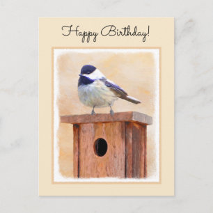 Postal Ajedrez sobre pintura de aves original