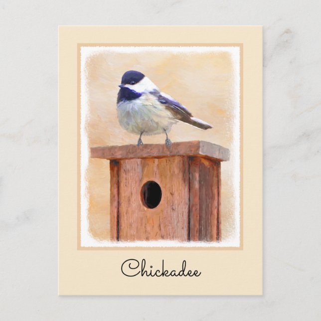 Postal Ajedrez sobre pintura de aves original (Anverso)