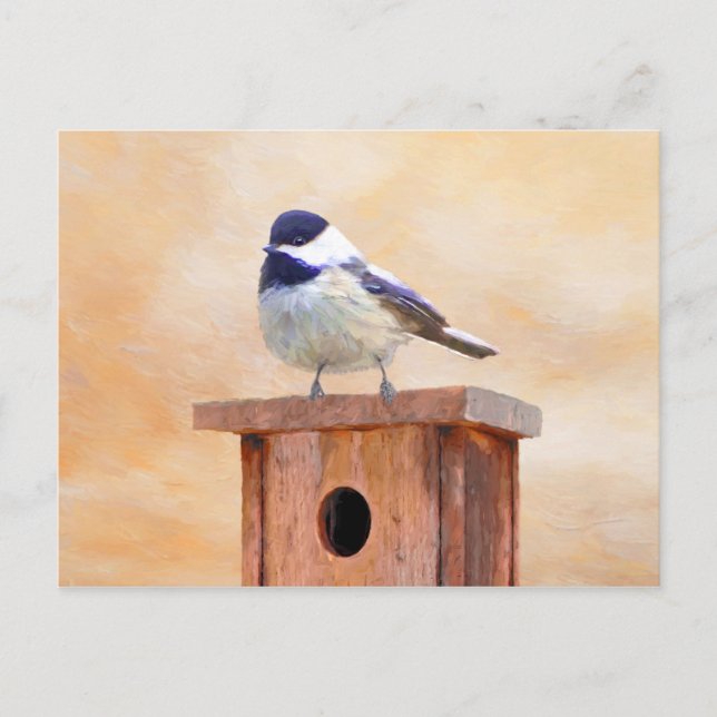 Postal Ajedrez sobre pintura de aves original (Anverso)